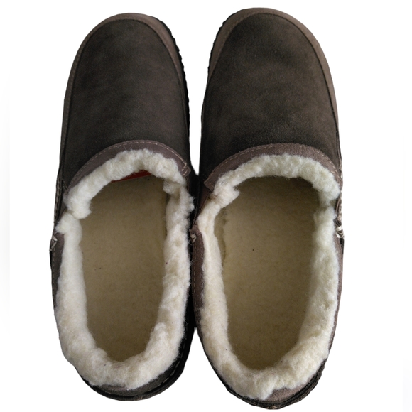 Acorn Comfort Earth Shearling Sheepskin Suede Hard Bottom Bedroom Shoe Slippers - Picture 6 of 16